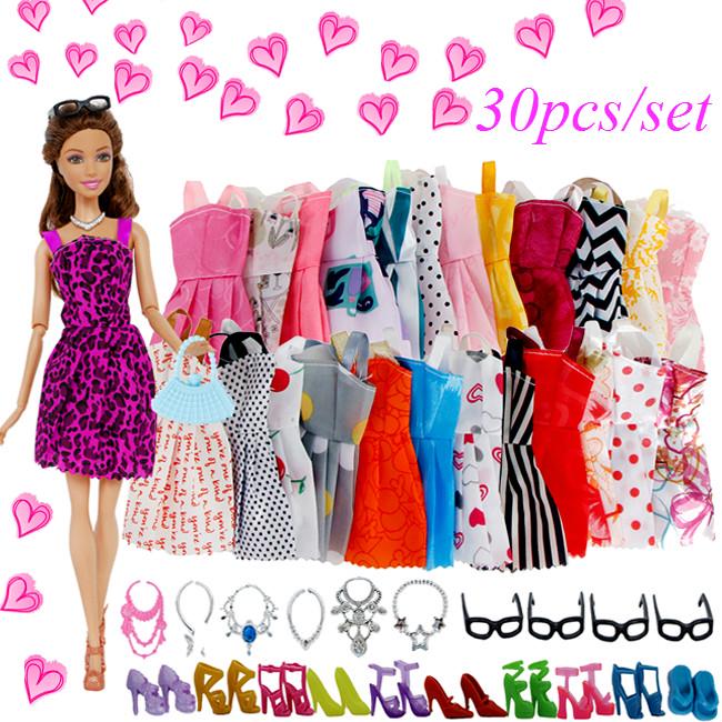 9pcs//set Girls Beauty Princess Dolls Clothes Boots Toys for Baby Learning Gift