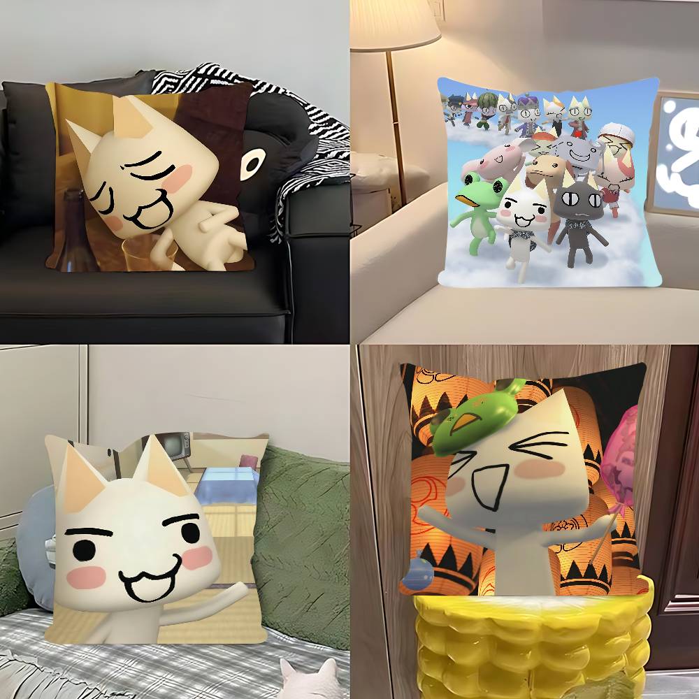 Kawaii T-Toro Inoue Cat Pillow Case Removable Washable Cushion Cover – All-Season Soft Linen