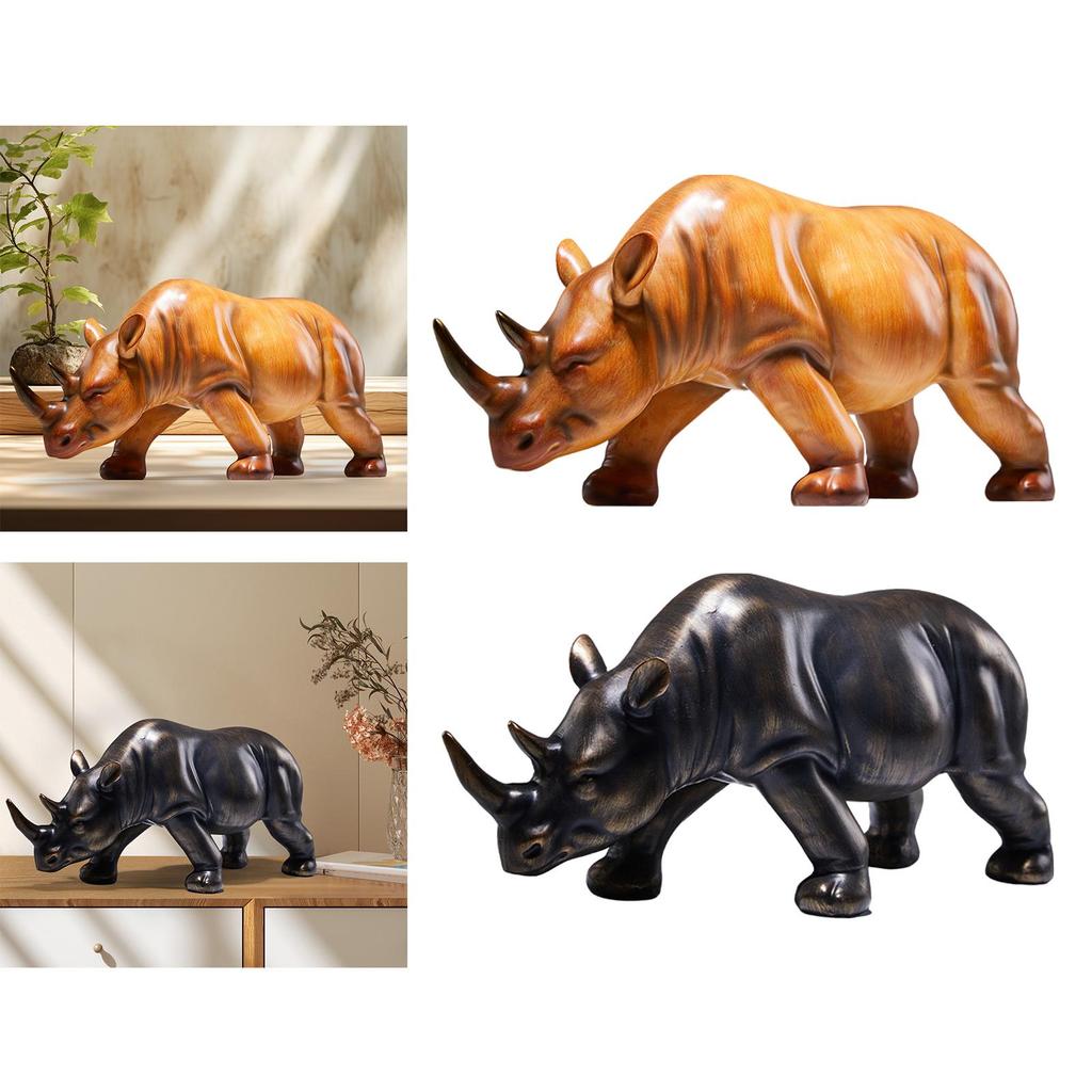 Rhinoceros Sculpture Decorative Modern Accessories Rhinoceros Statue Home Decor for Cabinet Tabletop Living Room Office Hotel