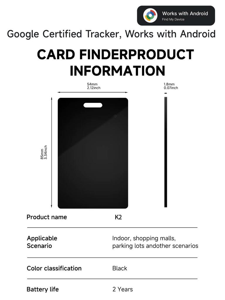 Google Card-Style Anti-Lost Tracker for Wallet, Bicycle, and Keychain
