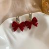 2024 D Retro Wine Red Velvet Rose Pearl Earrings: Hong Kong Style, Autumn/Winter Trend