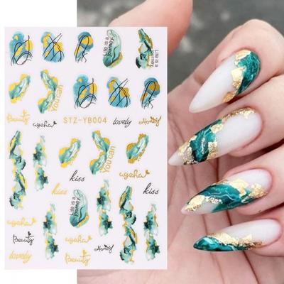 Mode Marmorierung Muster 3D Nail Art Aufkleber Sommer Gel polnische Aufkleber Geometrie Maniküre Dekoration