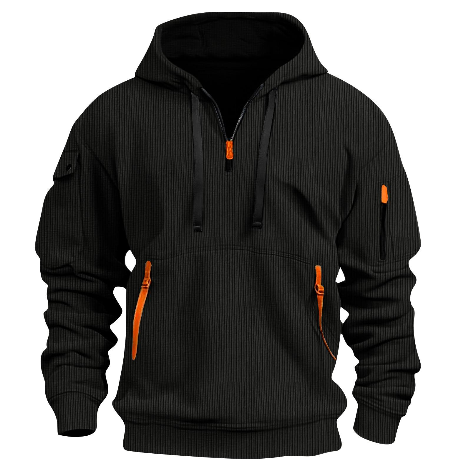 

2025 Осень и Зима Новая Повседневная Куртка с Капюшоном Кардиган на Молнии Модная Мужская Толстовка XXXL чёрный