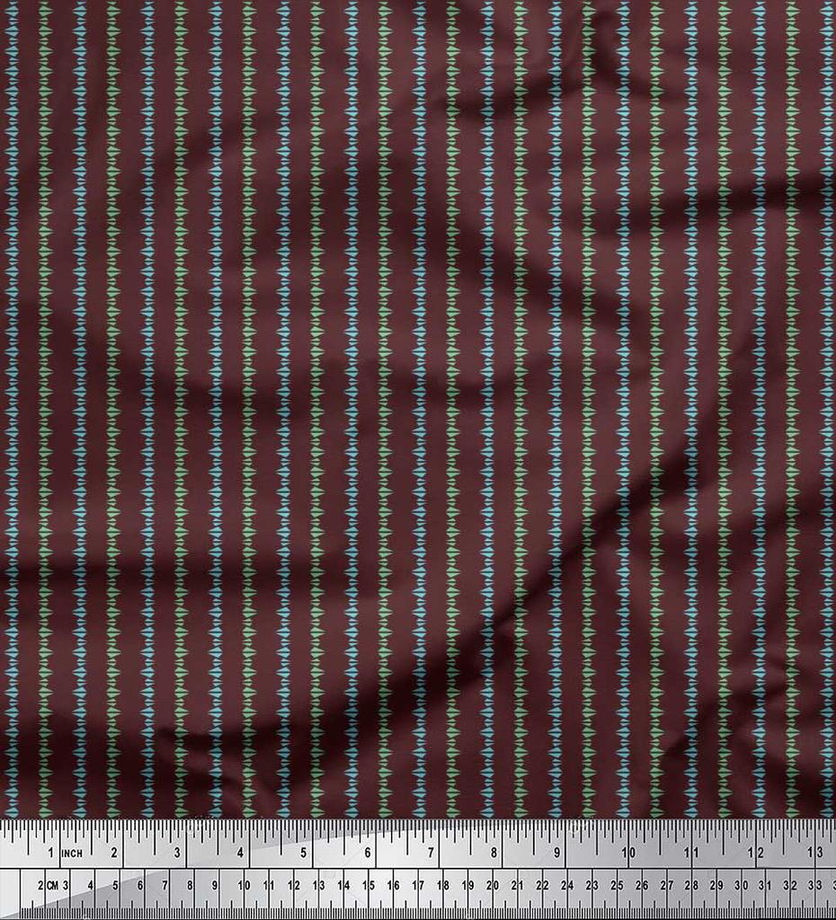 Soimoi Japan Crepe Satin Fabric Triangle Shirting Printed Craft Fabric by the Metre 42 Inch