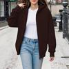 Women's Fashion Solid-Colour Thickened Hooded Sweatshirt With Zip-Up Fleece-Lined Sports Jacket