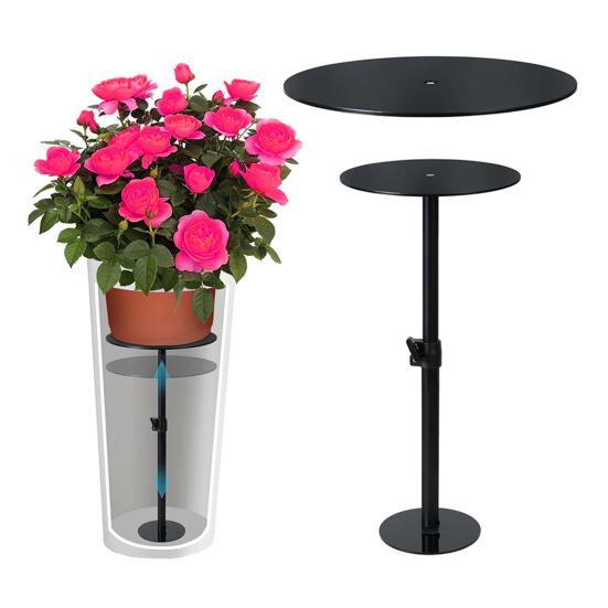 Adjustable Plant Risers for Inside Pots 11.4-19.6"/17-32" Planter Insert Filler for Large Pots Metal Plant Lift Insert Tall Taper Planter Container