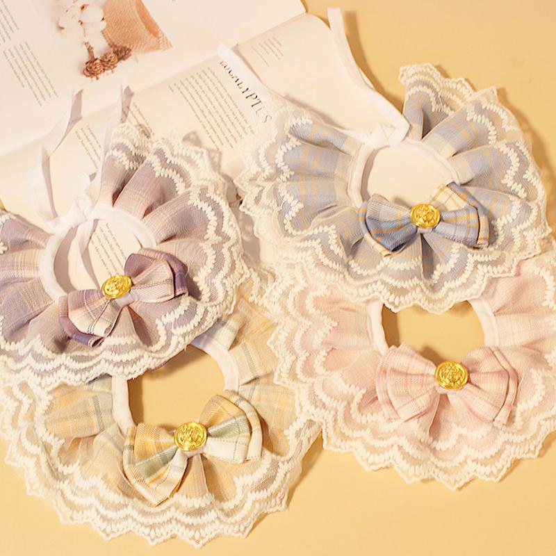 Christmas Pet Saliva Pocket Playful Cute Delicate Lace Bow Cat Collar Head Cover Cat Circle Small Dog Scarf
