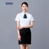 S Women's Slim Fit V-Neck Short Sleeve Work Shirt