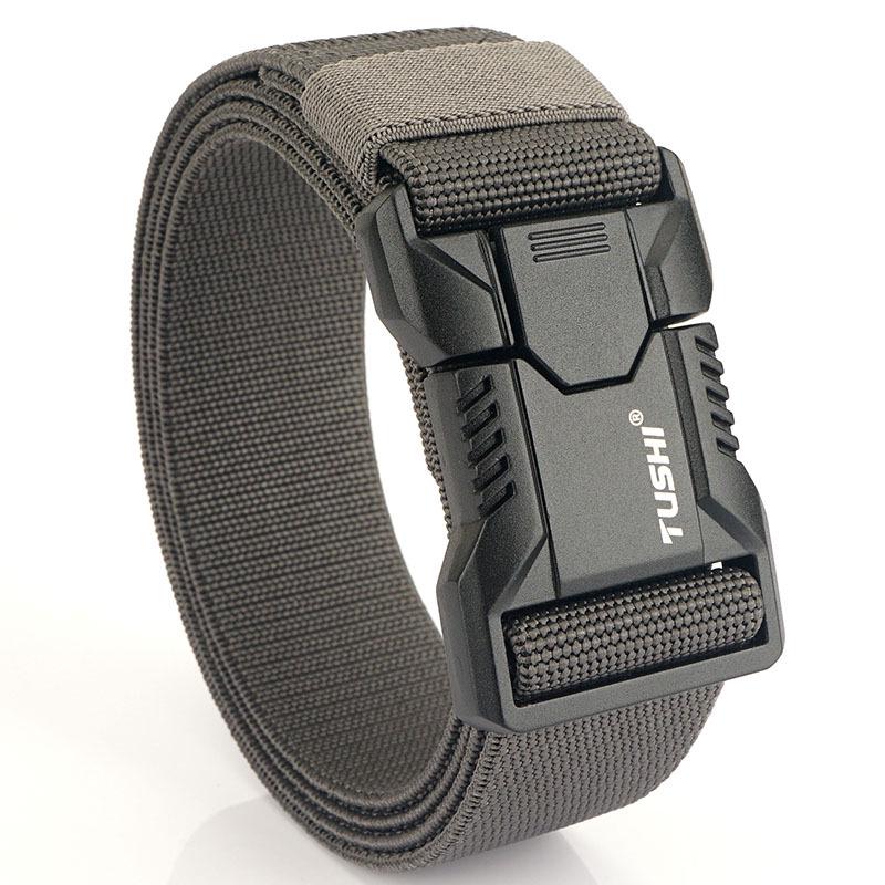 Men's Tactical Quick Release Stretch Belt with Aluminum Buckle for Outdoor and Casual Wear