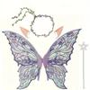 Sparkling Wings Wreath Elf Ear Set Foldable Fairy Cosplay Set Butterfly Wings Set  Themed Party