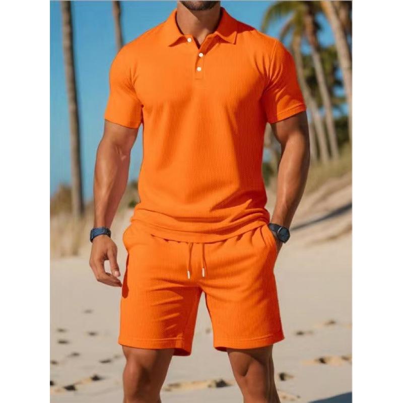 2025 Men's Slim Fit Summer Sports Short Sleeve Polo Shirt & Shorts Set