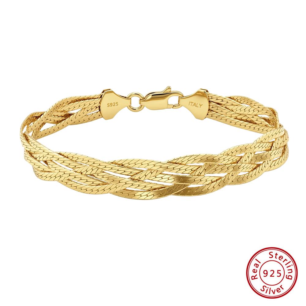 

EFFIE QUEEN Flat Side Chain on Hand 7MM Bracelet 925 Sterling Silver Multiyaer Link Chain Bracelet Unisex Trendy Jewelry SB220 16.5CM