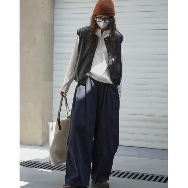 Johnature Japanese Relaxed Large-pocked Elastic Waist Trousers Structured Pants Women Casual Pants For Autumn Winter