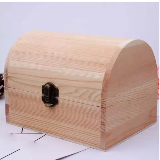 Wooden Box Treasure Chest Box Jewelry Storage Organizer Unfinished Wood Box DIY Painting Craft Box Decorative Storage Box 9.5cmx5.5cmx5cm