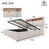 Upholstered Double Bed with USB-C Charging Headboard, Storage Bed Frame Made of Linen, Youth Bed 140x200 with Slatted Frame (With Mattress)