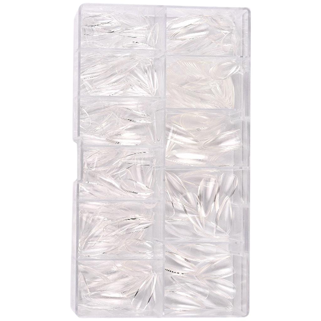 Long Fake Nails Clear Acrylic Nail Tips Almond/Stiletto Shaped False Nails 500pcs Full Cover Artificial Nails with Case