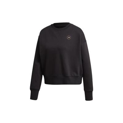 Crew Neck Solid Color Logo Print Sweatshirt Women Sweatshirt Black FU0720