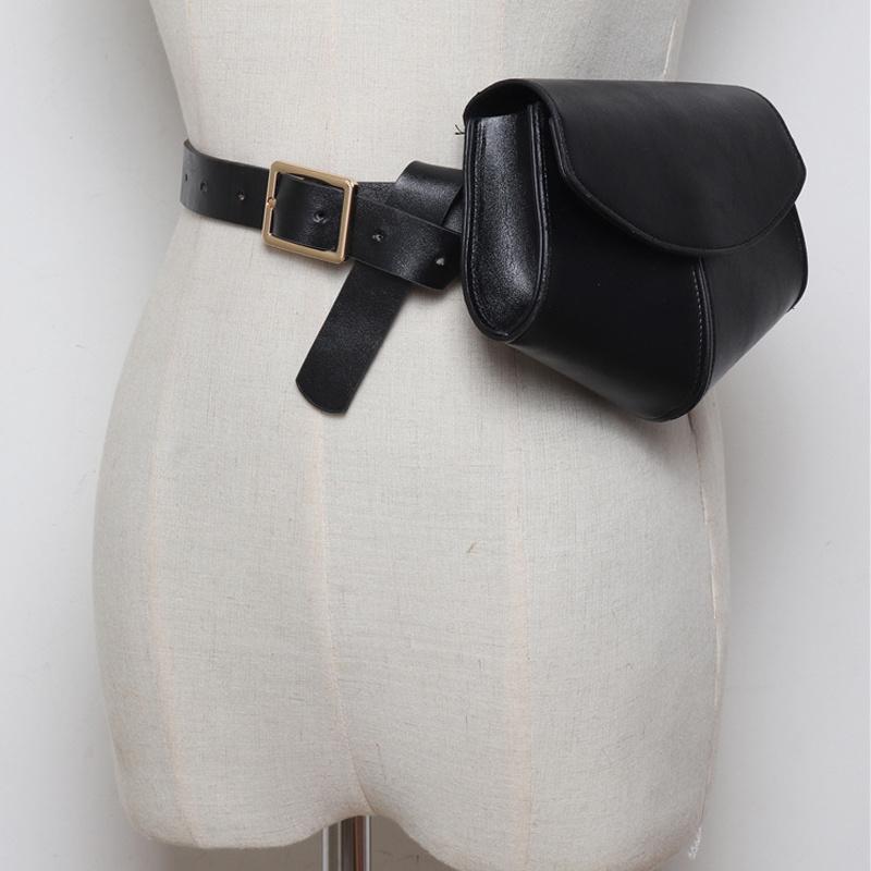 Korean Version of Mini Pockets Ladies PU Leather Waist Belt Bag Women Mini Disco Waist Pack