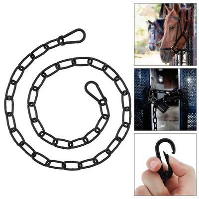 39.4 Inch 4mm 304 Stainless Steel Gate Chain Lock for Outdoor Fences Pet Cages Livestock with 2pcs 50x25mm Buckles Black