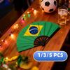 1 Stück/3 Stück/5 Stück Schwarzer Schaft Kunststoff Einseitiges Brasilienflaggenmuster Kunststoff Faltfächer, Geeignet für Geschenke, Gedenkgeschenke, Heimdekoration