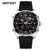 Sanda 6318 Men's Multi-Function Outdoor Sports Watch with Three-City Time, Countdown, and Waterproof Features