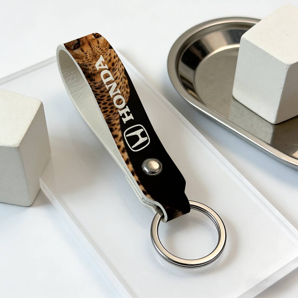 For Honda PU Leather Motorcycle Keychain Universal Motorbike Key Ring Holder For Riders Men Gift BO8