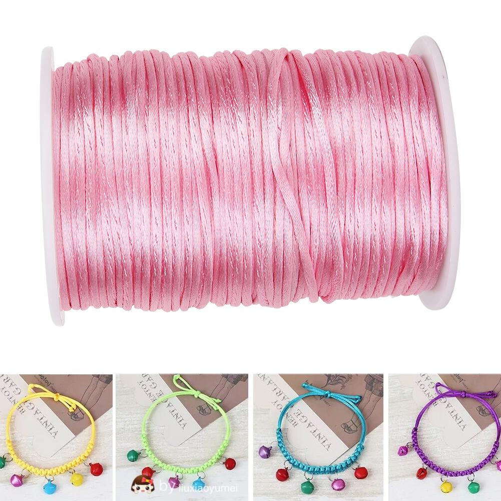 6.5cm Naylon Örgülü Saten Kordon Çin Düğümleme Takı Yapımı DIY Kordonlar El Sanatları Dekorasyonu Pembe