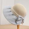 French Elegant Mesh Splicing Pearl Bow Big Eaves Straw Hat Women's Summer Sunscreen Sun Hat Show Face Small Holiday Hat