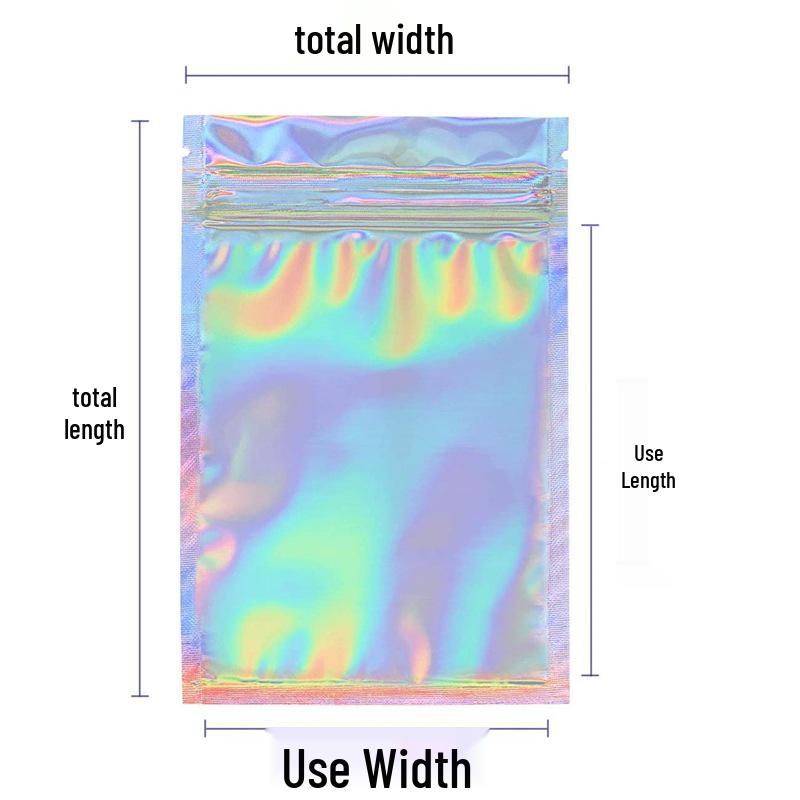 Holographic Iridescent Zipper Bag - Odor-Proof, Laser Self-Sealing, Aluminum Foil Food Storage and Packaging Button Bag