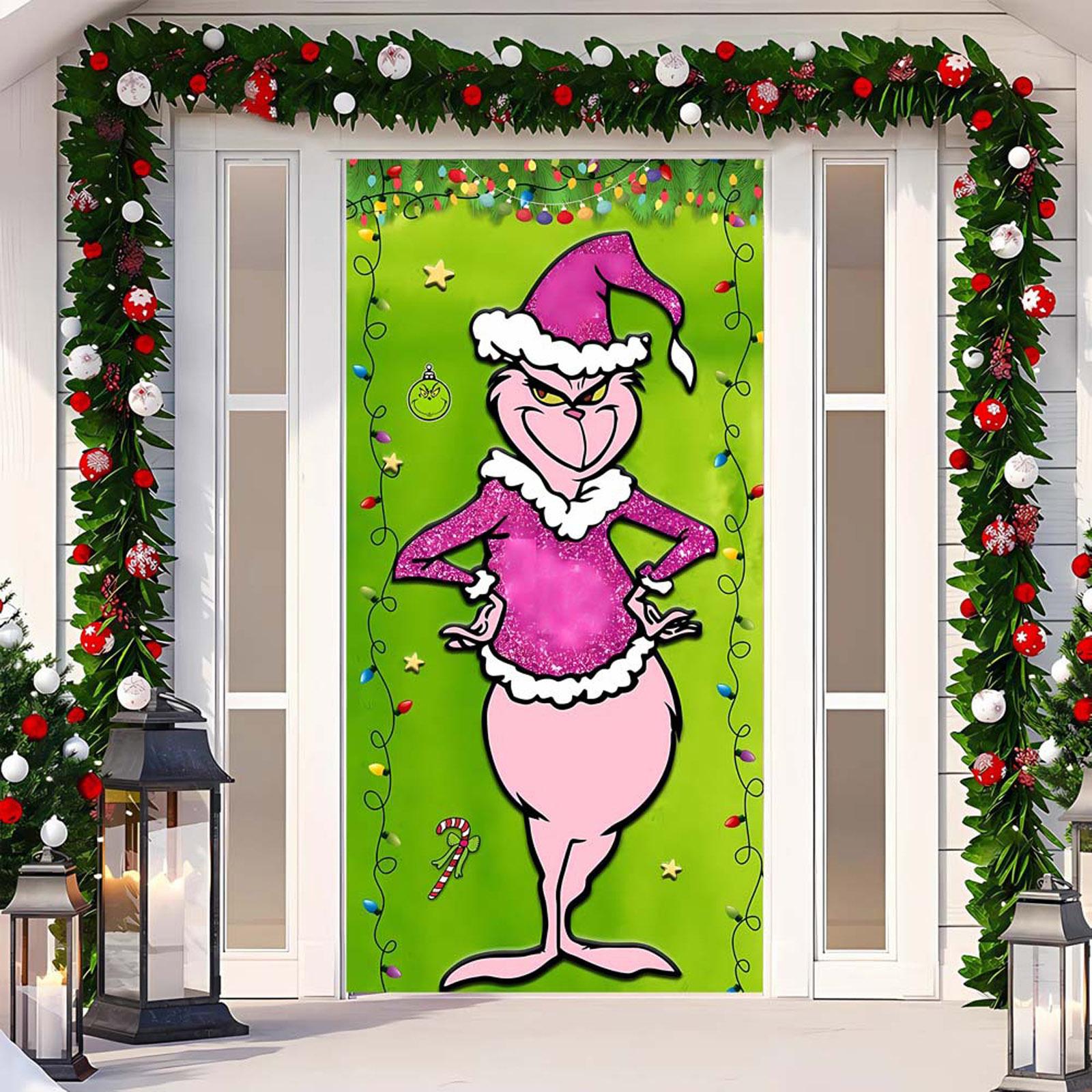 

Рождественский чехол на дверь, декоративное подвесное полотно, зеленый чехол на дверь, рождественская дверная занавеска, новогодний гобелен, чехол на дверь, фон One Size