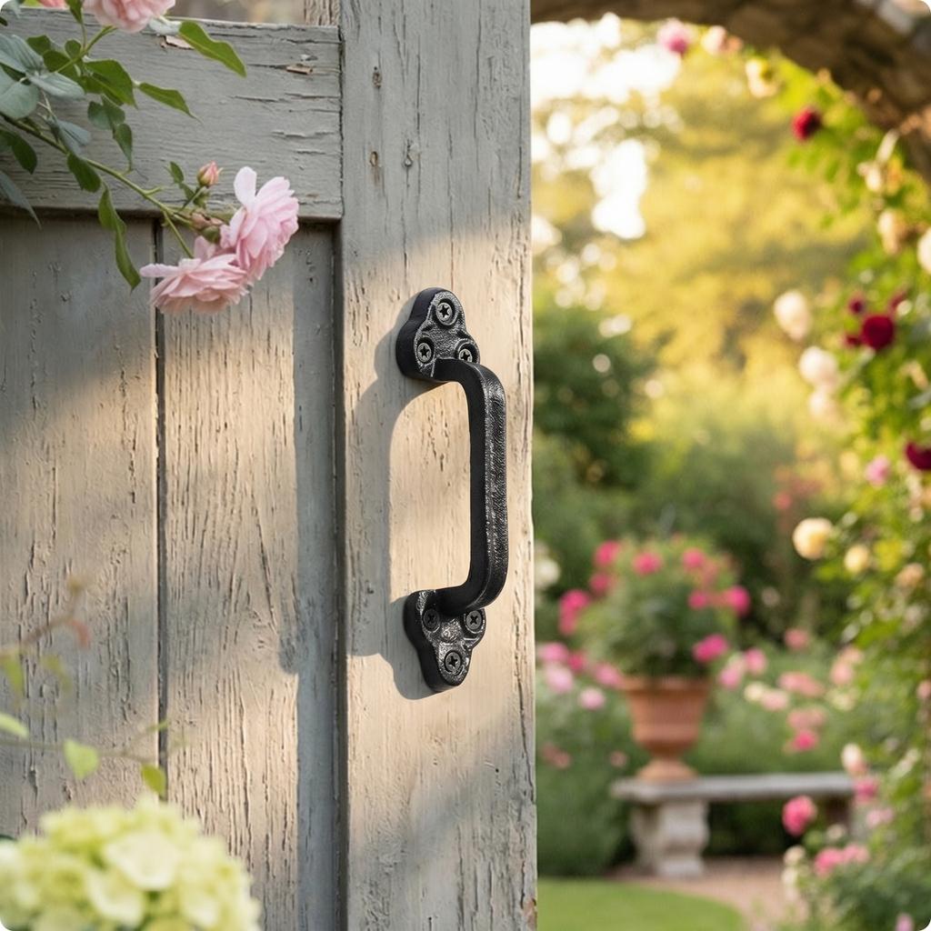 Rustic Door Pull with Mounting Hardware Heavy Duty Cast Iron Door Handle Drawer Pull with Screws Industrial Distressed