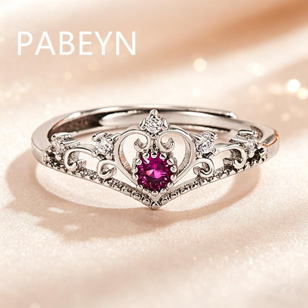 925 Sterling Silver Fashion Luxury Love Crown Zircon Ring, Birthday Party Anniversary Gift, Ladies Jewelry