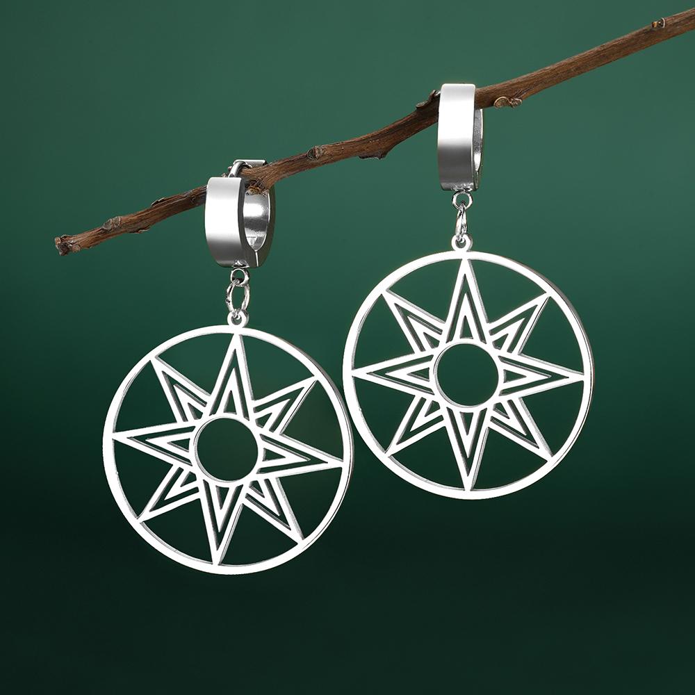 Dawapara Sumerian Star of Ishtar Inanna Goddess Earrings Octagram Star Ancient Greek Mythology Amulet Stainless Steel Jewelry