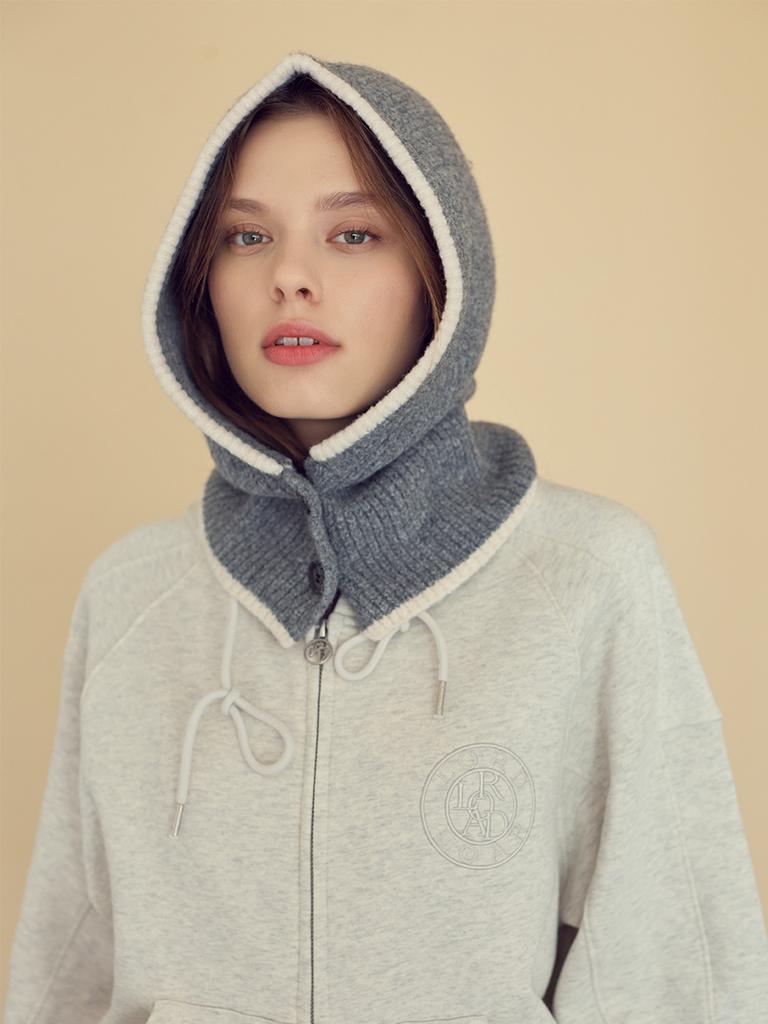 LORDLOAR Knit Button Balaclava Charcoal