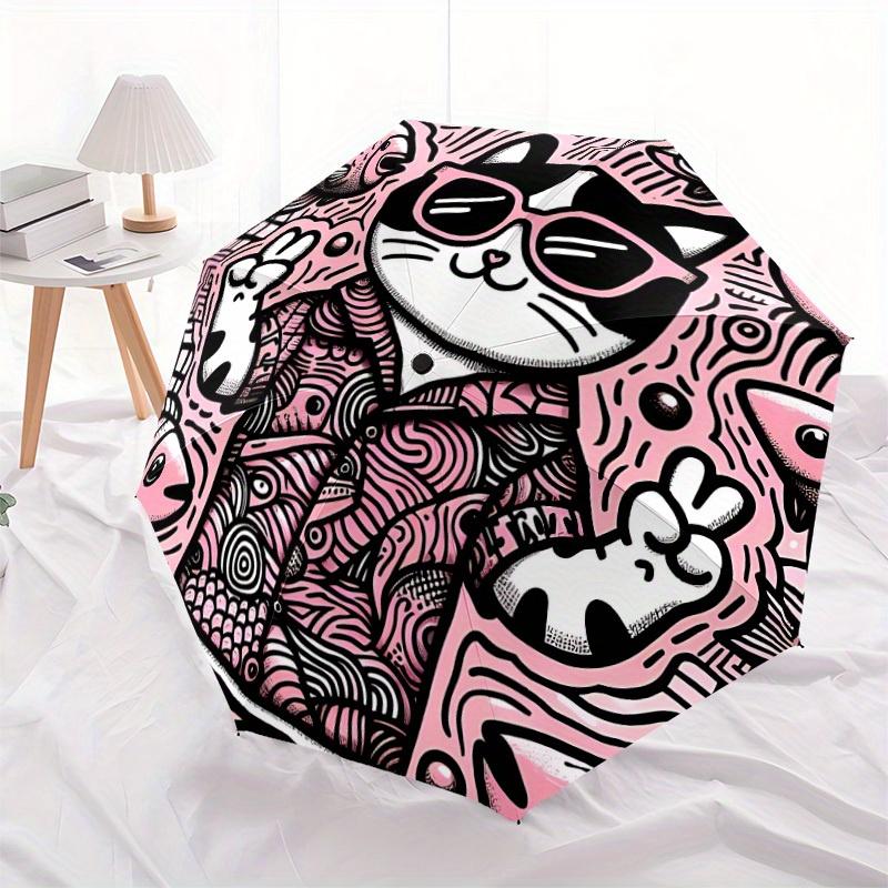 1pc Cat Glasses Automatic Open/close, All-Season Portable Folding Umbrella, Travel, Everyday, Formal Events052
