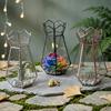 Multicolor Glass and Tin Candle Holder Lantern for Wedding Decoration