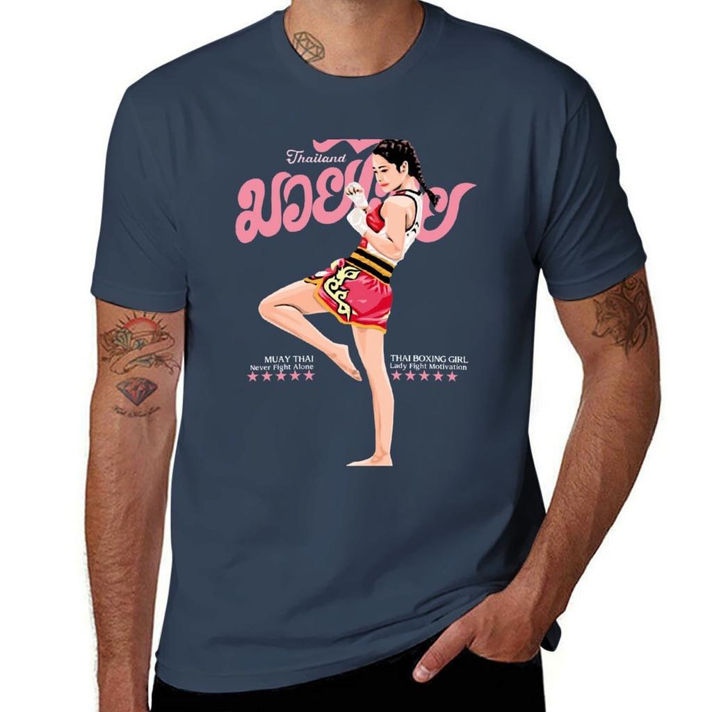 Mma Thai Boxing Girl Tshirt Classic Crew Neck Cotton Tshirt