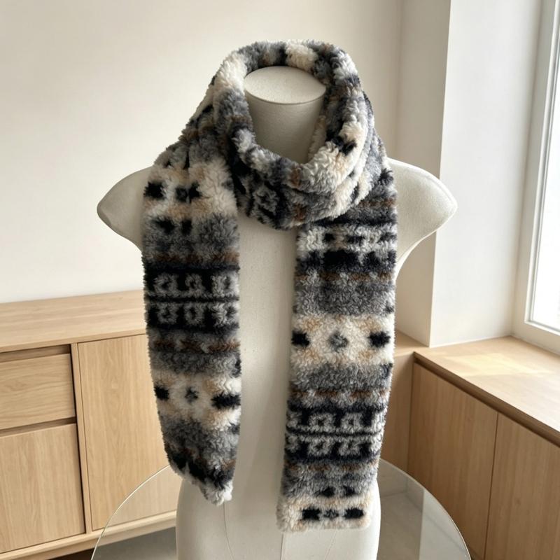Thickened Plush Scarf with Warm Texture and AntiStatic Design for Adult Teens Cold and Breezy Weather Winter Activity Wear