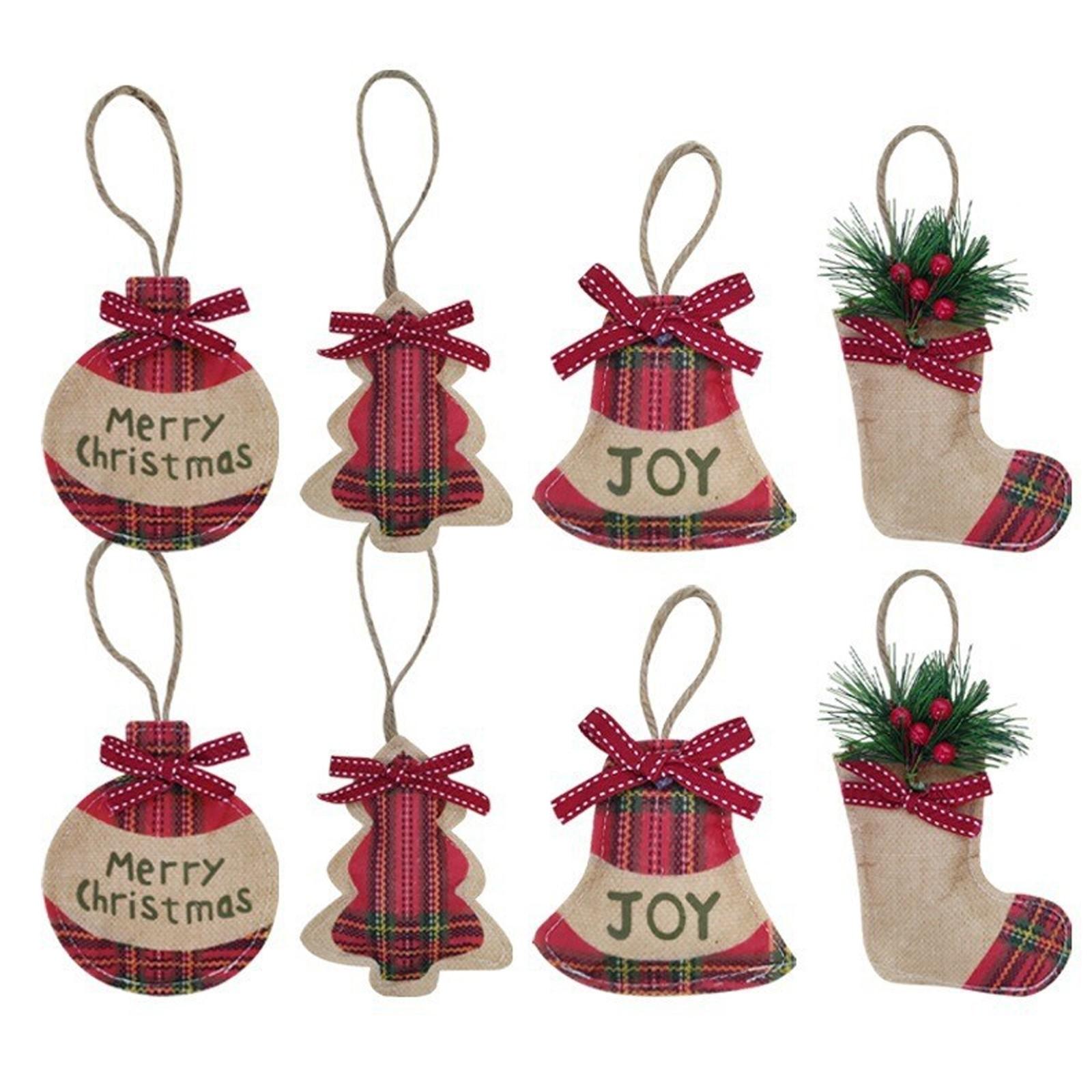 

Набор из 8 рождественских украшений в клетку, рождественские украшения из ткани, елочные украшения One Size армия зеленый