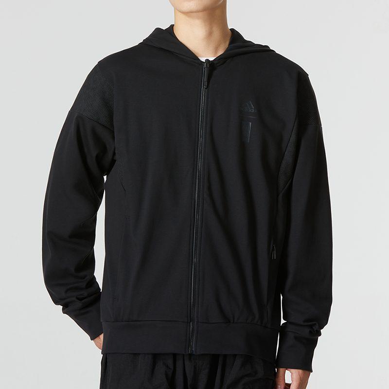 Adidas Jackets Men's Black Hooded Moderate Straight Fit HM2954