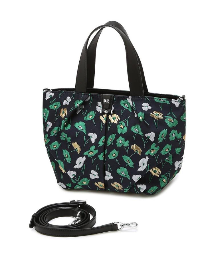 Daks Womens Accessories Green Flower Pattern Fabric Tote And Crossbody Bag_Dcba6E512E3
