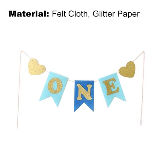 Baner na Pierwsze Urodziny Dziecka Chłopca Dziewczynki Brokatowy ONE Serce Girlanda Dekoracja na Krzesełko