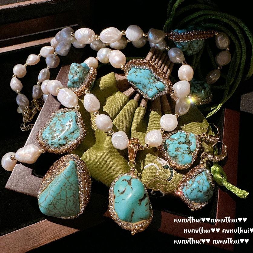 Mermaid Princess, Turquoise Pearl Sweater Chain, Yuji Colorful, Baroque Pearl Zircon Bracelet, Combination