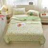 Floral Rainbow Pattern Quilt 100% Cotton Skin-friendly Comfortable Flowers Print Air Conditioning Quilt for Kids Teens Adults