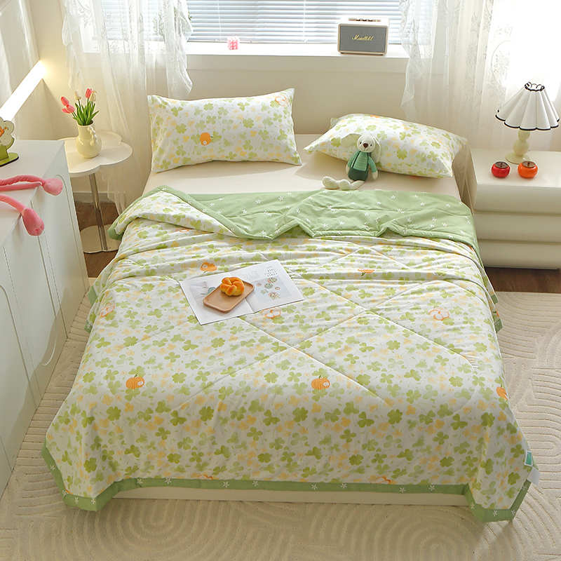 Floral Rainbow Pattern Quilt 100% Cotton Skin-friendly Comfortable Flowers Print Air Conditioning Quilt for Kids Teens Adults