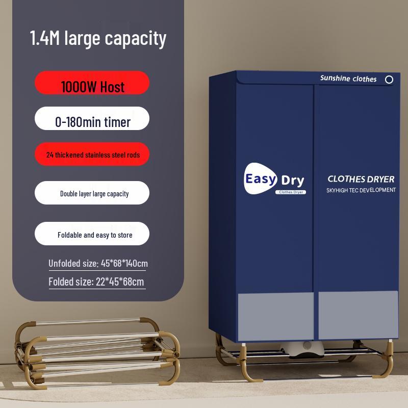 Foldable Double-Layer Clothes Dryer: Large Capacity, Air Drying Wardrobe, Home Use, No Installation, Free Shipping