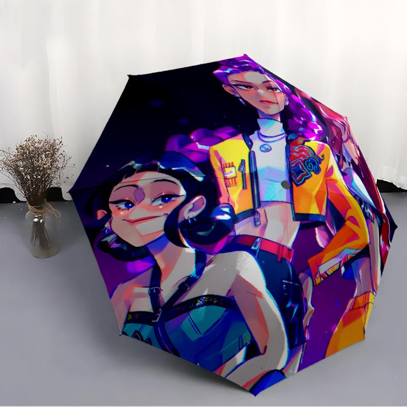 KPOP Hunter Fashionable Automatic Opening/Closing Folding Umbrella. Portable and Foldable, Ideal for Gift, Travel, and Daily Use.