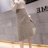 Women's High Waist Houndstooth Wool Pencil Skirt - Plus Size, Mid-Length, Over-the-Knee for Autumn and Winter