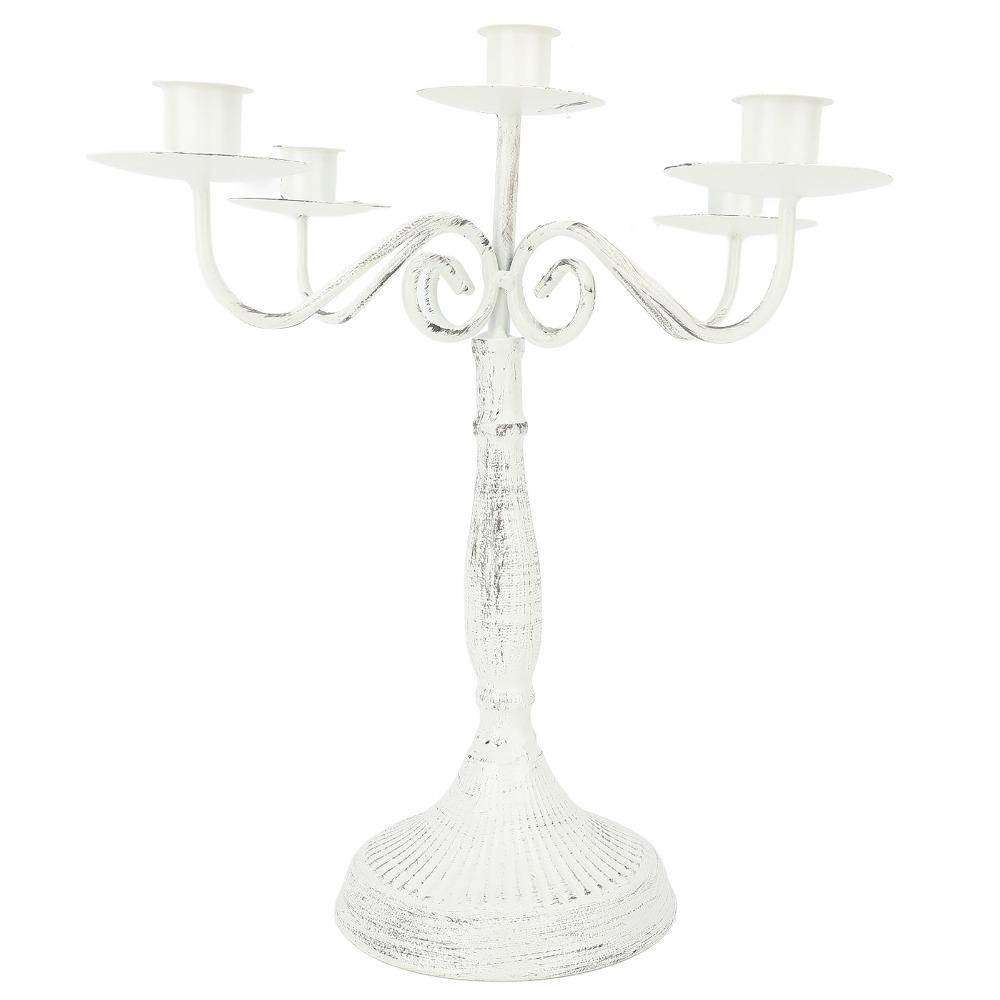 White Pillar Candle Holder Cast Iron Candlestick Holder Decorative Candle Stand  Dining Table