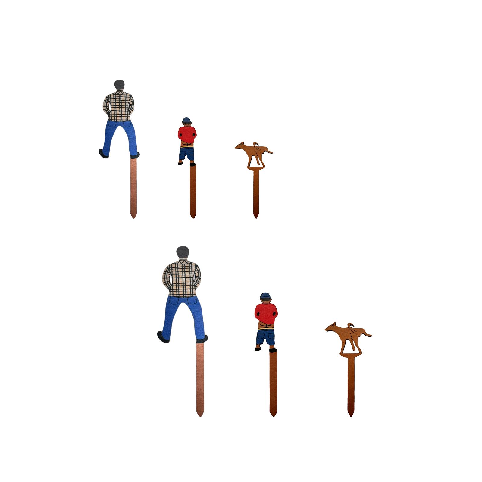 

3Pcs Potted Plant Wooden Plaque, Dad, Son and Dog, Creative Sturdy Ground Plug Stake for Indoor Outdoor S